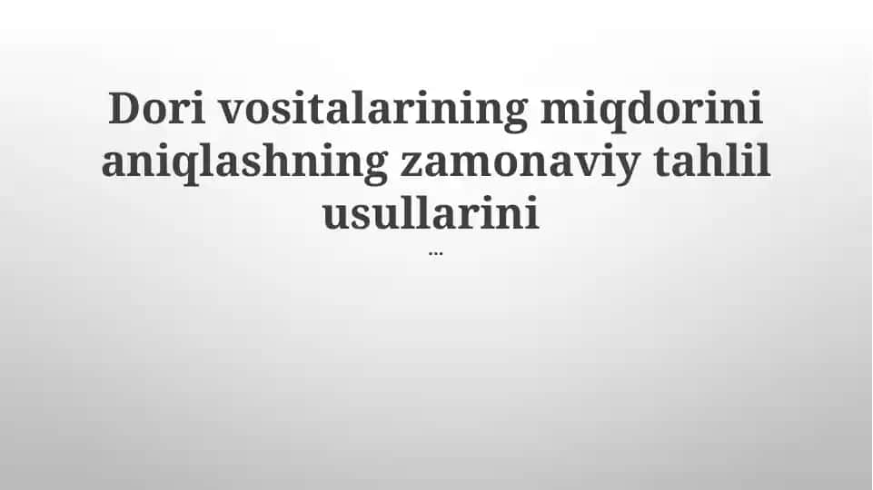 Zamonaviy Tahlil Usullari