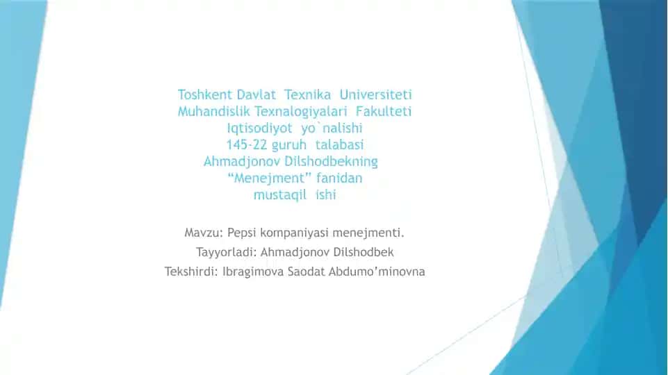 Pepsikompaniyasi Menejmenti