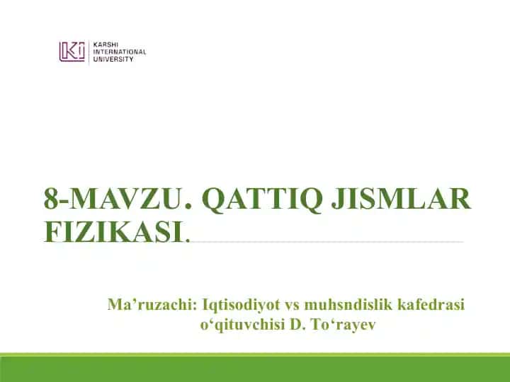 Qattiq Jismlar Fizikasi
