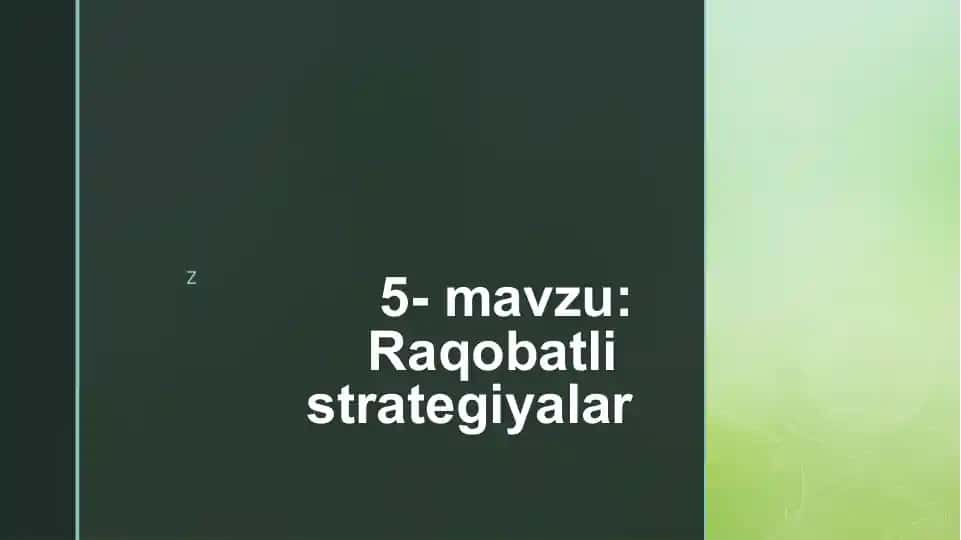 Raqobatli Strategiyalar