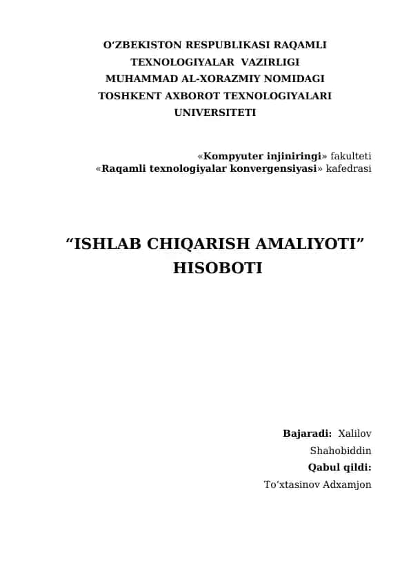 ISHLAB CHIQARISH AMALIYOTI