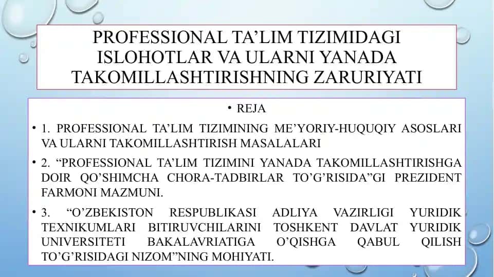 Professional ta'lim tizimi