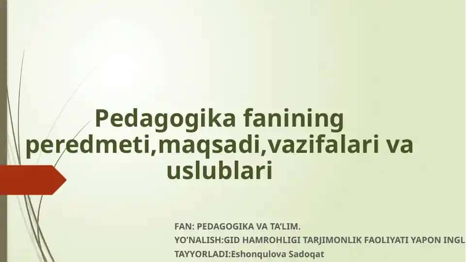 Pedagogika va ta'lim