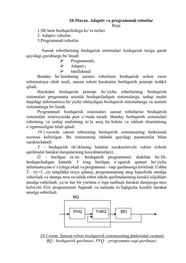 Adaptiv va programmali robotlar