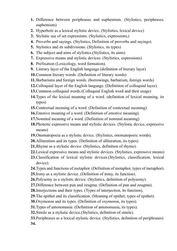 Stylistics and its subdivisions