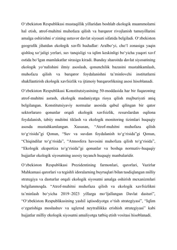 Ekologik xavf va ekologik siyosat