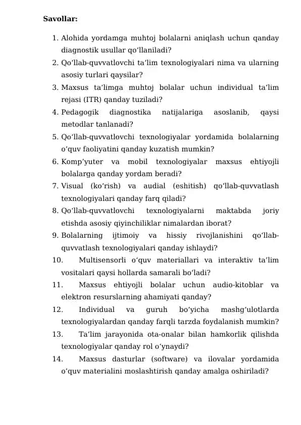 Qo‘llab-quvvatlovchi texnologiyalar