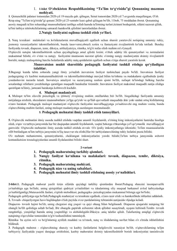 Pedagogik mahorat, qobiliyat va innovatsion faoliyat taqdimoti