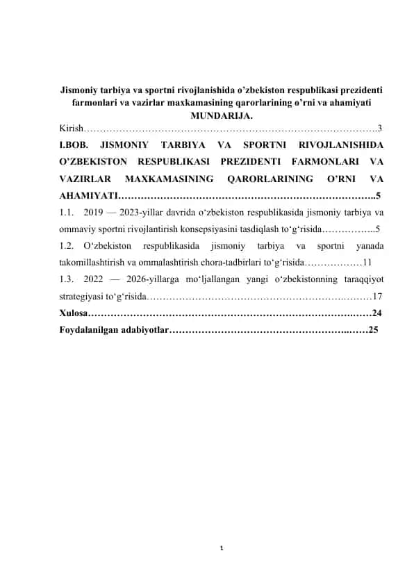 O‘zbekiston Respublikasi Jismoniy Tarbiya va Sport To‘g‘risida Farmonlar va Vazirlar Maxkamasining Qarorlari