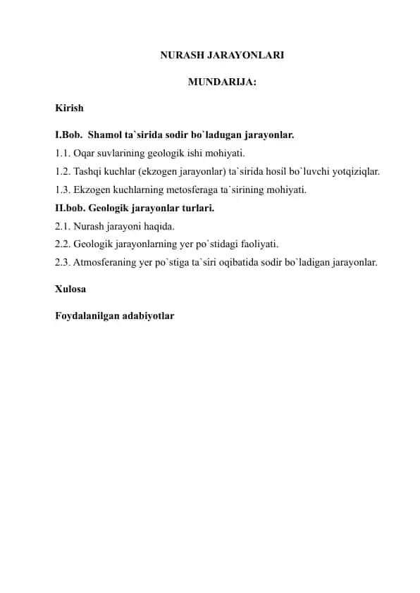 NURASH JARAYONLARI