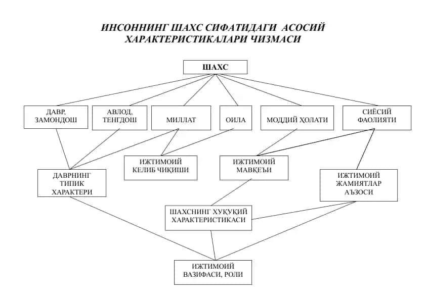 ИНСОННИНГ ШАХС СИФАТИДАГИ АСОСИЙ ХАРАКТЕРИСТИКАЛАРИ ЧИЗМАСИ