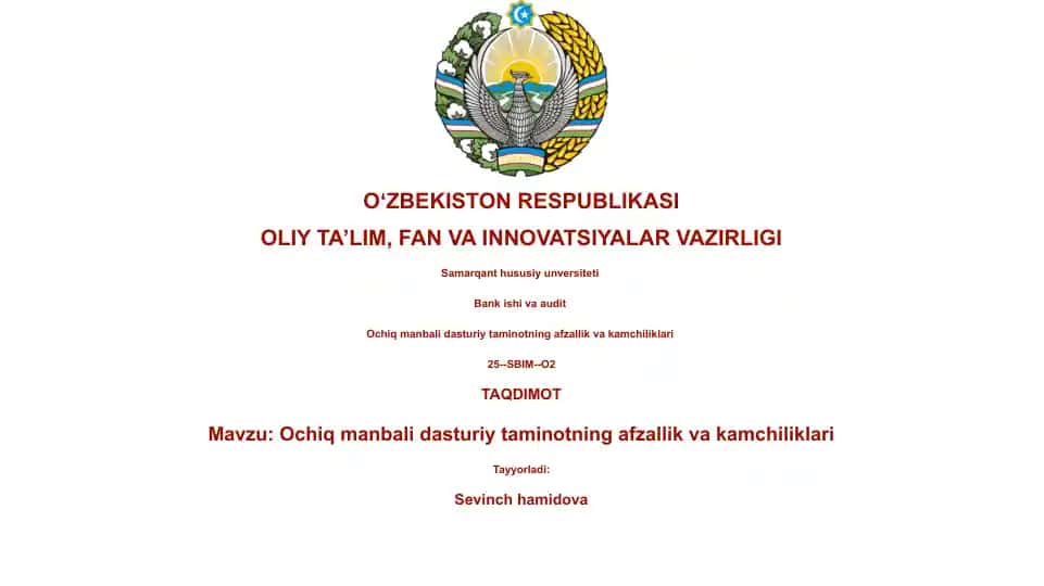 Ochiq manbali dasturiy taminotning afzallik va kamchiliklari