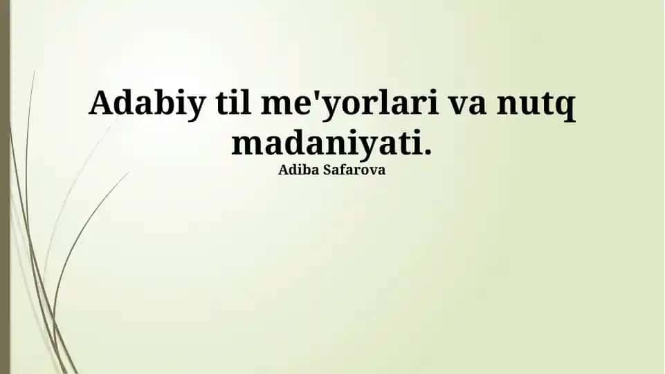 Adabiy til me'yorlari va nutq madaniyati