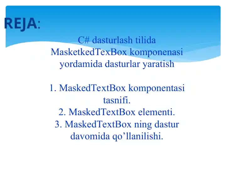 MaskedTextBox komponentasi