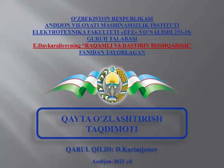 Texnologik mashina va komplekslar elektryuritmalarini dasturiy boshqarish