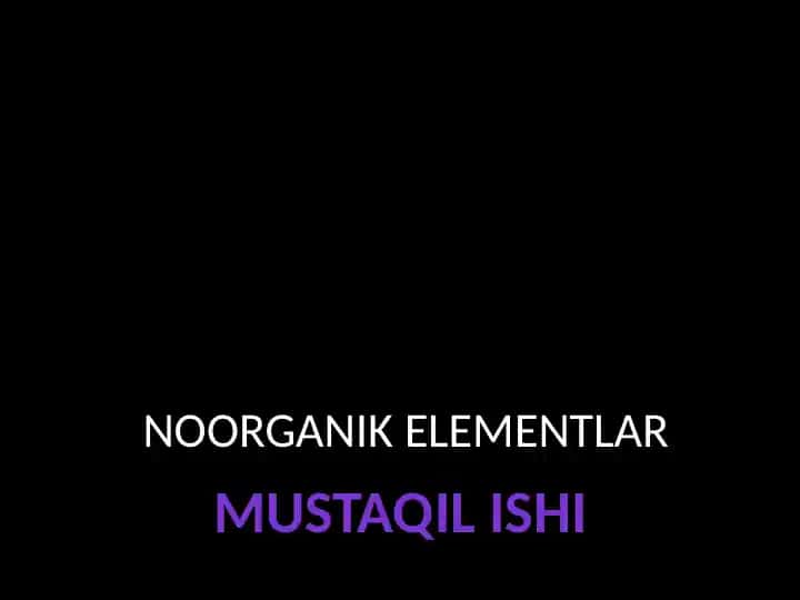 Noorganik elementlar
