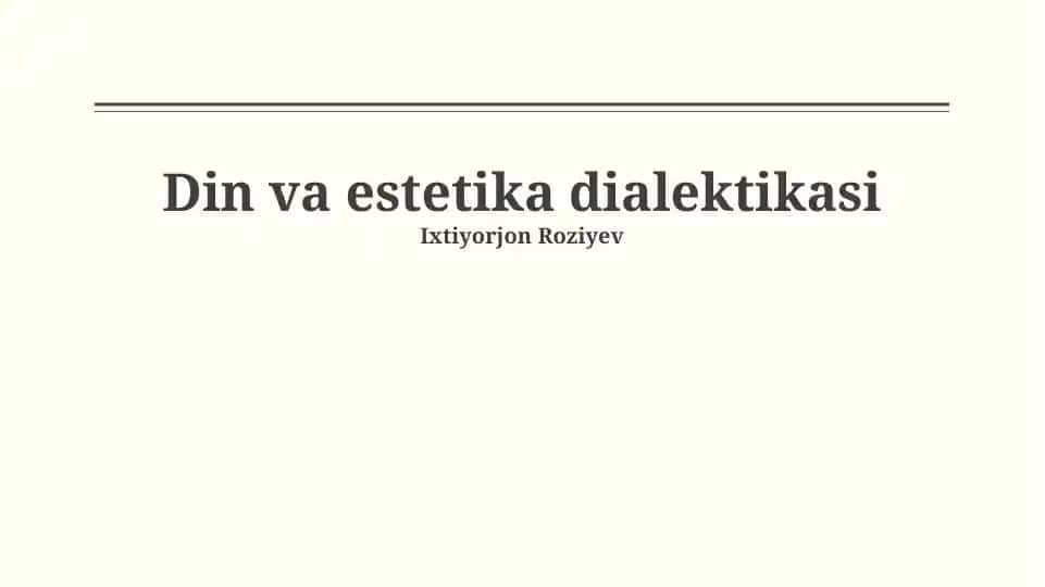 Din va estetika dialektikasi
