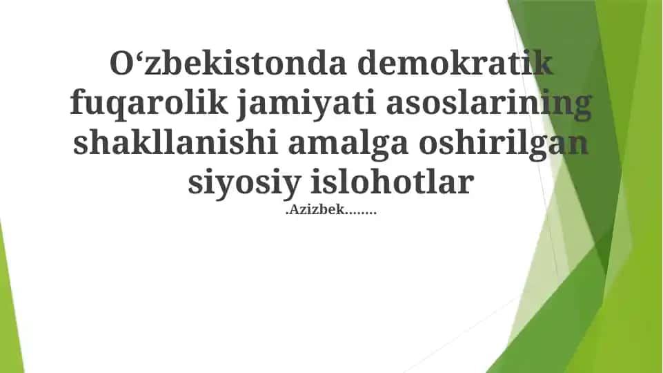 Siyosiy islohotlar: O'zbekiston uchun yangi davr