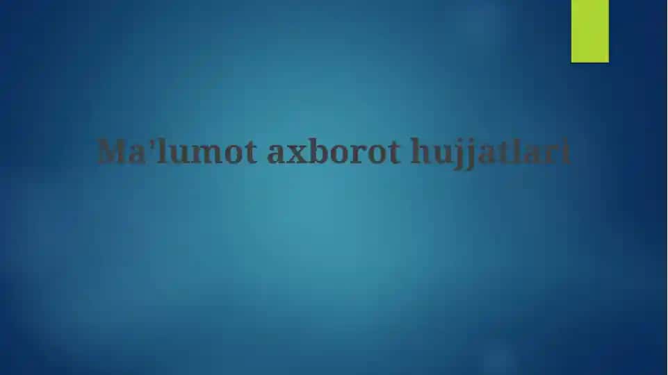 Ma'lumot va hujjatlashtirish