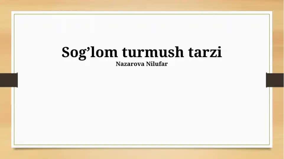Sogʼlom turmush tarzi