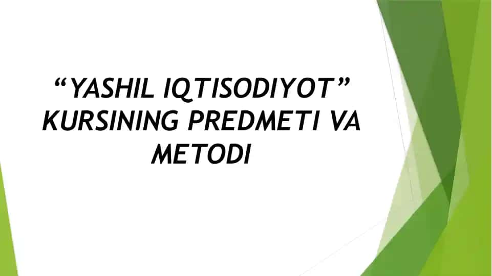 YASHIL IQTISODIYOT kursi