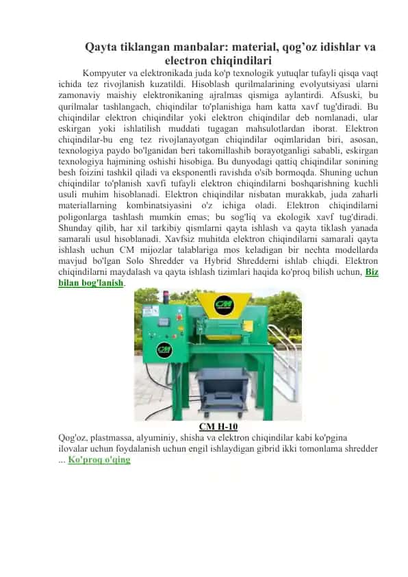 Elektron chiqindilar qayta ishlovchisi