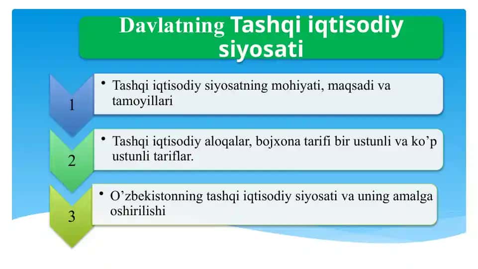 Davlatning Tashqi iqtisodiy siyosati