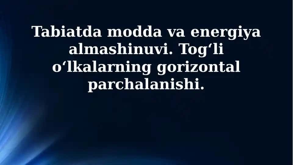 Tabiatda modda va energiya almashinuvi