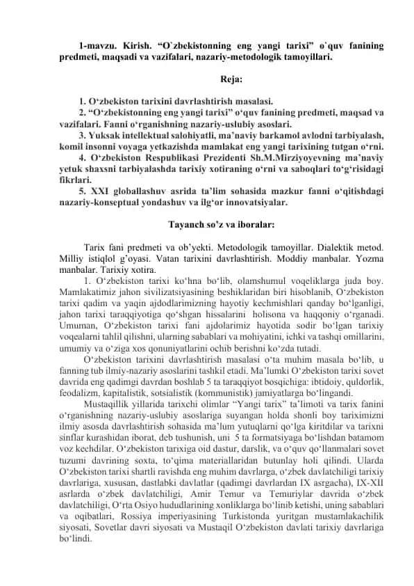 O‘zbekistonning eng yangi tarixi