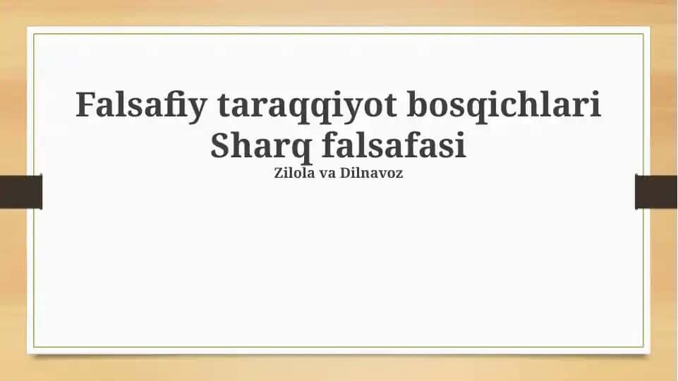 Falsafiy taraqqiyot bosqichlari: Sharq falsafasi