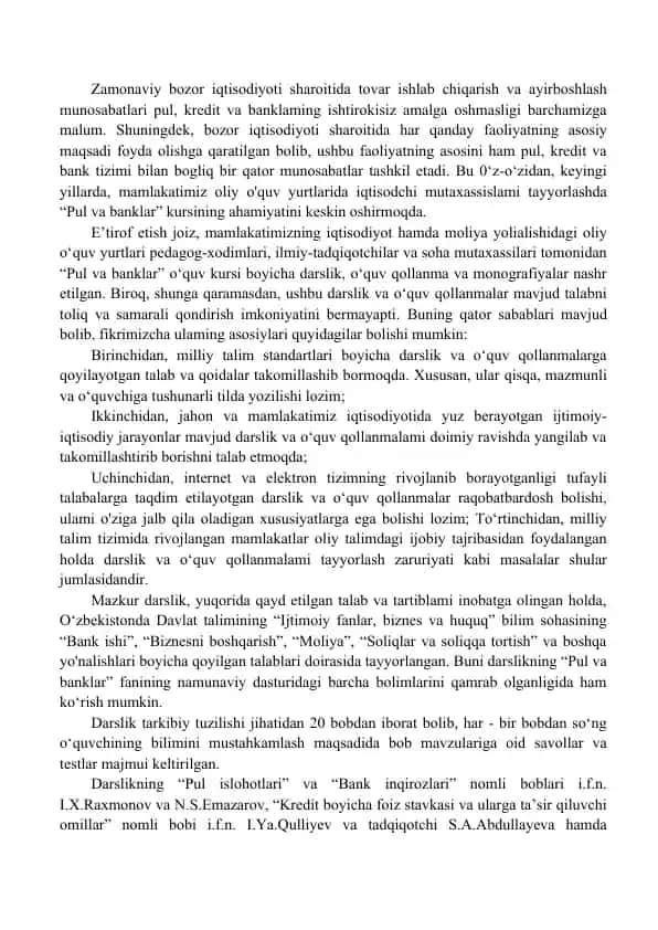 Pul va Banklar darsligi