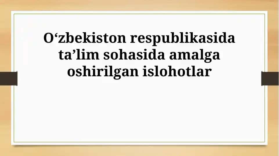 Maktabgacha ta'lim islohotlari