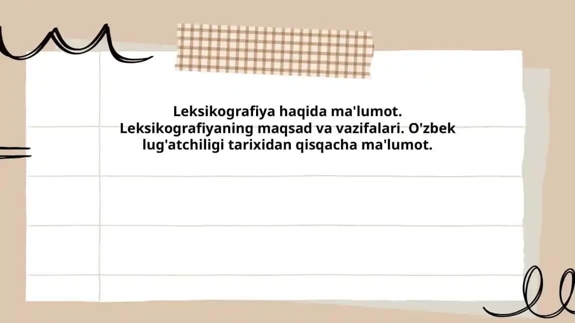 Leksikografiya haqida ma'lumot