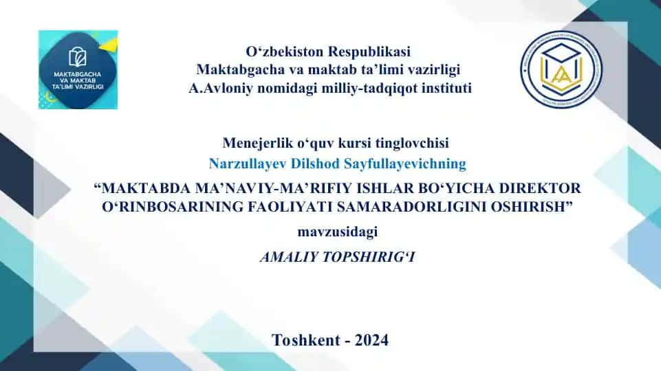 Menejerlik o‘quv kursi tinglovchisi