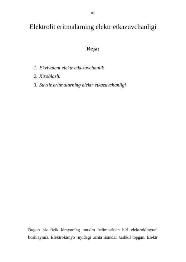 Elektrolit eritmalarning elektr etkazuvchanligi