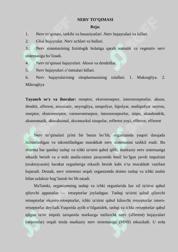 NЕRV TO’QIMASI
