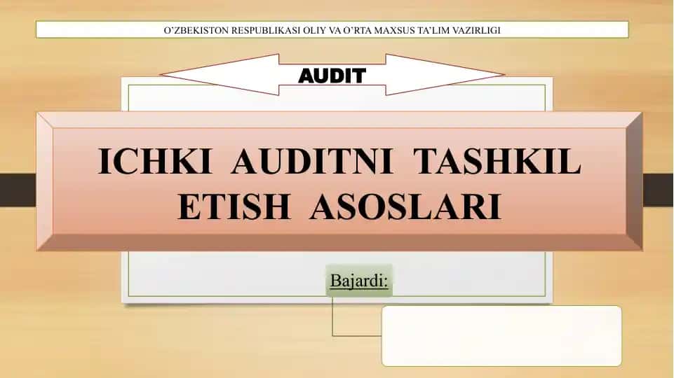 ICHKI AUDITNI TASHKIL ETISH ASOSLARI