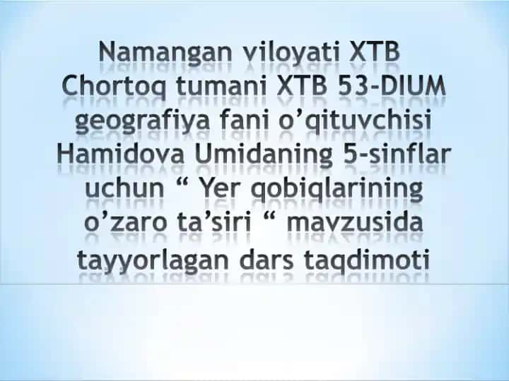 Yer qobiglarining o’zaro ta’siri