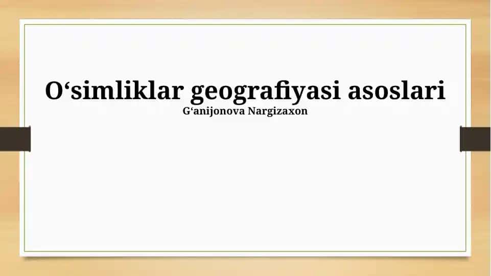 Oʻsimliklar geografiyasi asoslari
