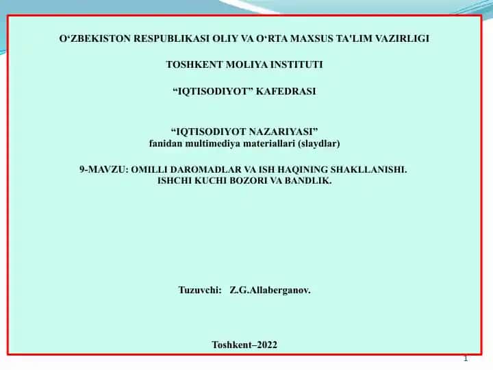 "Iqtisodiyot nazariyasi"