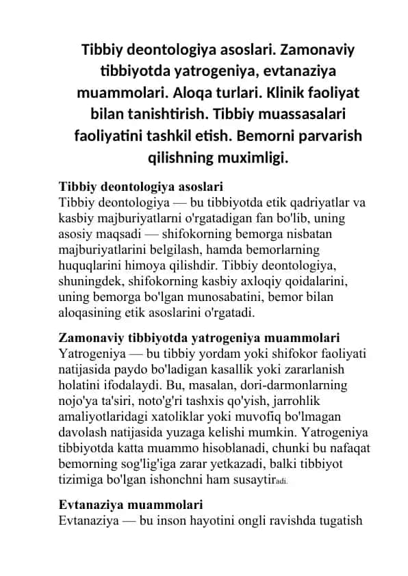 Tibbiy deontologiya asoslari