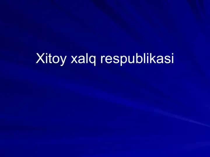 Xitoy xalq respublikasi
