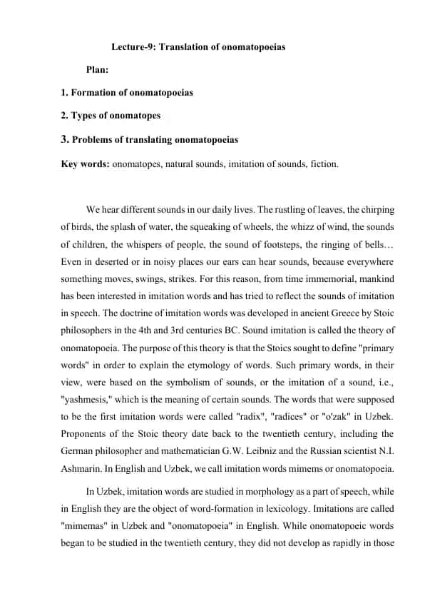 Translation of Onomatopoeias