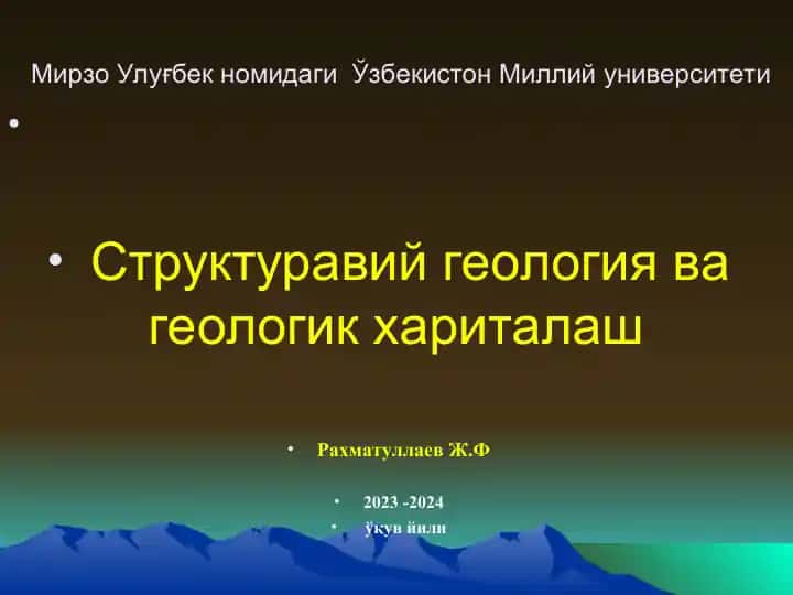 Sturkturaviy Geologiya va Geologik Xaritalash