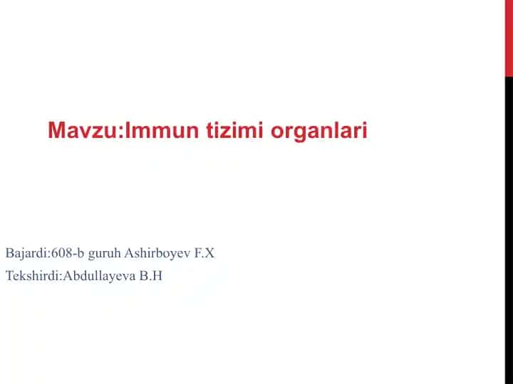 Immunitet tizimi organlari