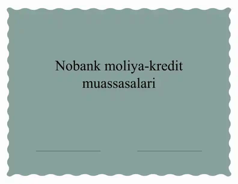 Nobank moliya-kredit muassasalari