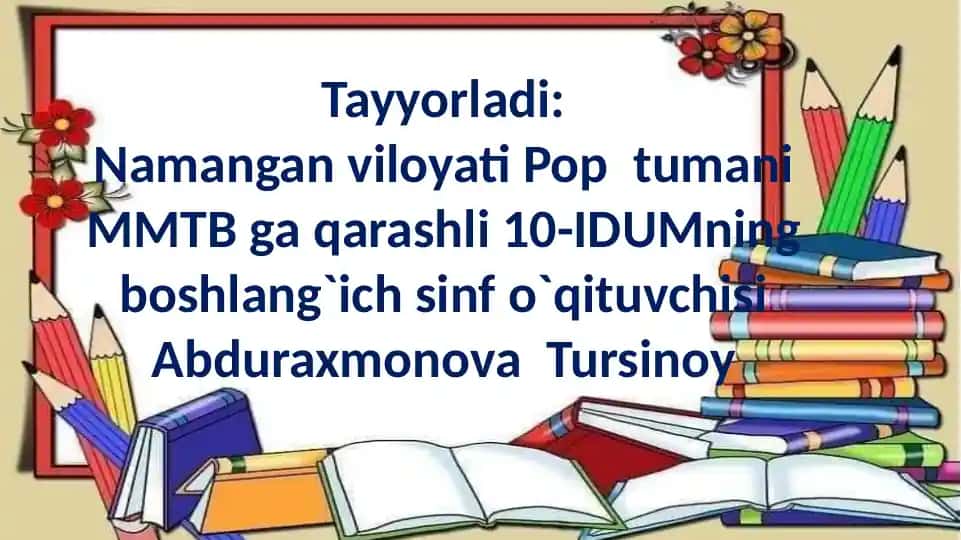 Quvnoq o`tsin go`zal yoz.”Ta`tilda”(Nig`matilla Zoirov)