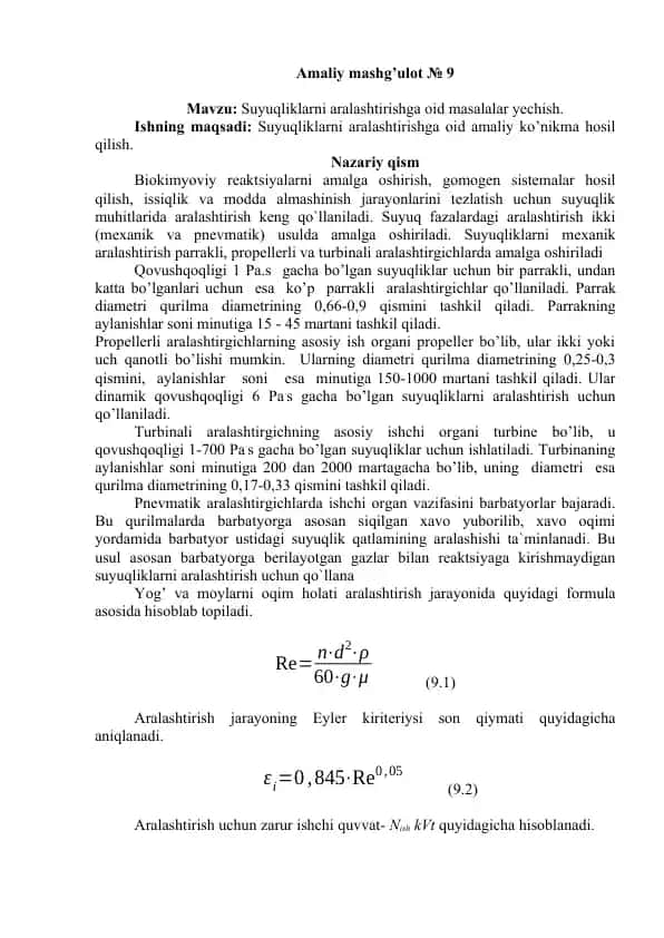Suyuqliklarni aralashtirishga oid masalalar yechish