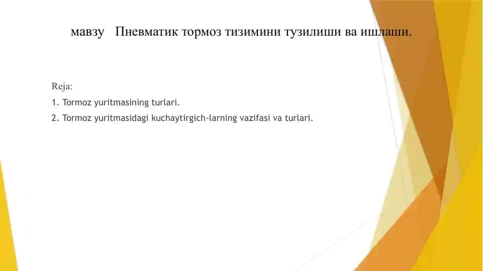 Pnevmatik tormoz tizimi