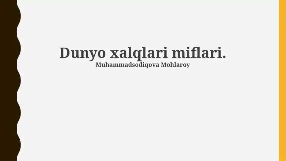 Dunyo xalqlari miflari